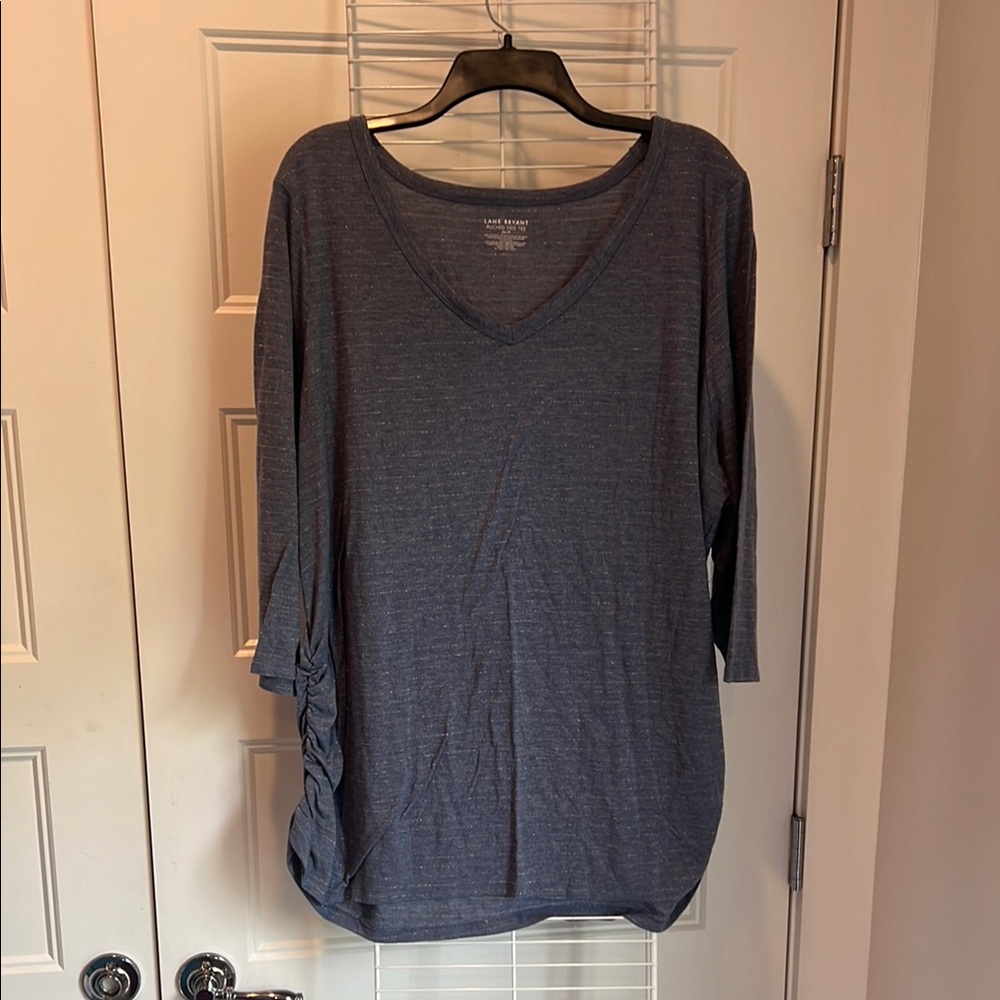 Cato Gray Ruched 3/4 Sleeve Tunic Blouse